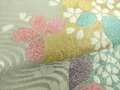 平和屋着物▼六通柄袋帯 流水桜 金銀糸 鈴乃屋扱い 正絹 逸品 DABF7424ps