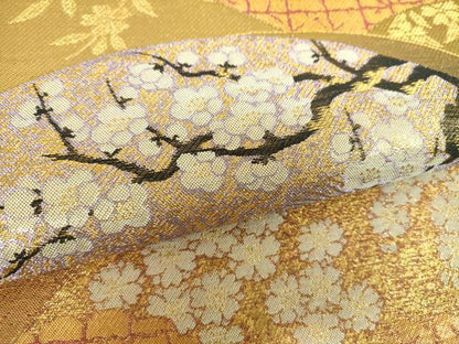 平和屋着物▼六通柄袋帯　地紙吉祥花文　金糸　正絹　逸品　DABF7425ps