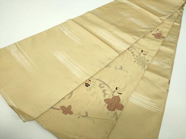 平和屋着物▼両面　全通柄袋帯　ふくれ織　更紗花文　正絹　逸品　DABF7437ps
