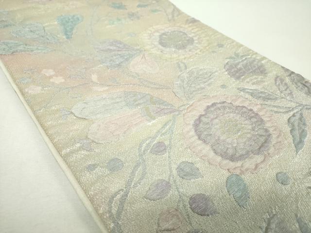 平和屋着物▼六通柄袋帯　ふくれ織　更紗花文　金銀糸　正絹　逸品　DABF7442ps
