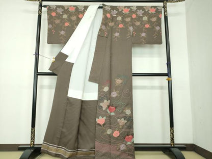 平和屋着物●訪問着　絞り　橘　金彩　正絹　逸品　DABF7486ps