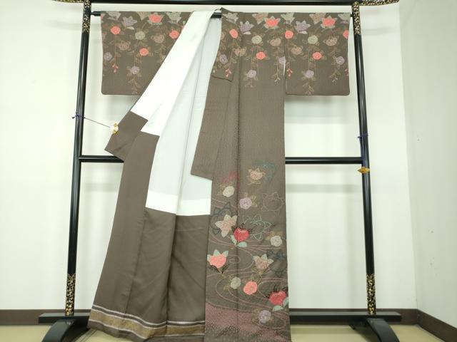 平和屋着物●訪問着　絞り　橘　金彩　正絹　逸品　DABF7486ps