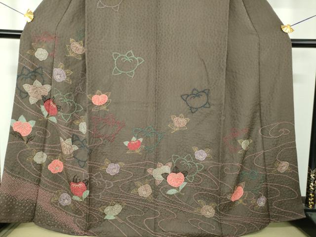 平和屋着物●訪問着　絞り　橘　金彩　正絹　逸品　DABF7486ps
