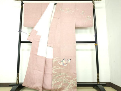 平和屋着物●十日町友禅作家　関口遼一　訪問着　総杢目絞り　童子遊び　暈し染め　正絹　逸品　DABF7487ps