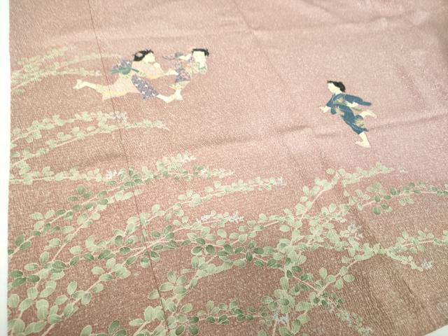 平和屋着物●十日町友禅作家　関口遼一　訪問着　総杢目絞り　童子遊び　暈し染め　正絹　逸品　DABF7487ps