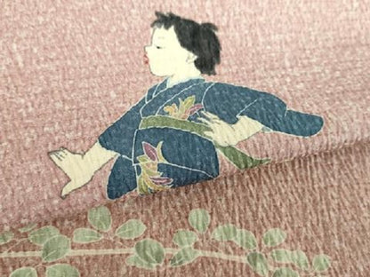 平和屋着物●十日町友禅作家　関口遼一　訪問着　総杢目絞り　童子遊び　暈し染め　正絹　逸品　DABF7487ps