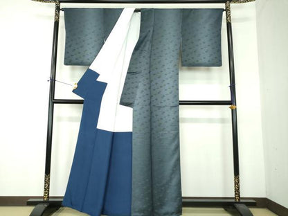 平和屋着物●上質な小紋　花菱唐草地紋　正絹　逸品　DABF7488ps