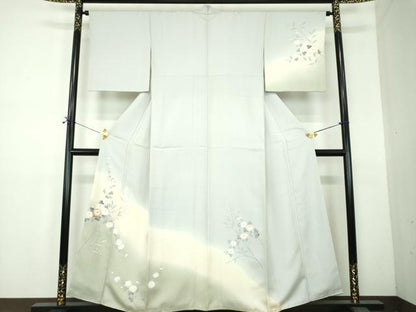 平和屋着物●中国三大刺繍　相良刺繍　訪問着　手描き　菊文　暈し染め　正絹　逸品　DABF7490ps
