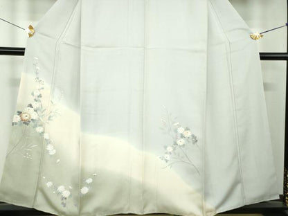 平和屋着物●中国三大刺繍　相良刺繍　訪問着　手描き　菊文　暈し染め　正絹　逸品　DABF7490ps