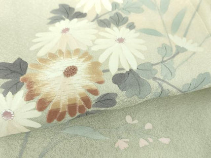平和屋着物●中国三大刺繍　相良刺繍　訪問着　手描き　菊文　暈し染め　正絹　逸品　DABF7490ps