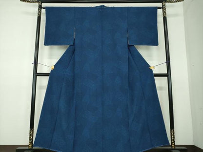 平和屋着物●江戸小紋　藍　切嵌吉祥小紋柄　正絹　逸品　未使用　DABF7492ps