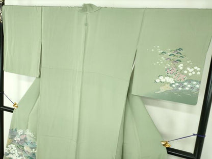 平和屋着物●訪問着　友禅　風景花文　暈し染め　正絹　逸品　DABF7493ps