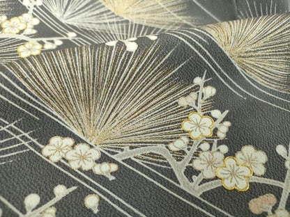 平和屋着物●豪華色留袖　駒刺繍　梅松文　鬼しぼ縮緬　金彩　正絹　逸品　DABF7499ps