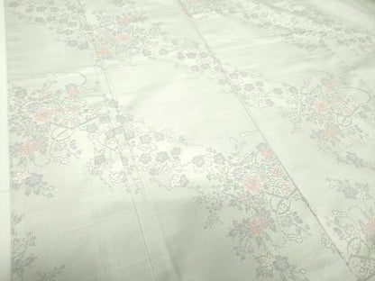 平和屋着物●本場大島紬　白大島　9マルキ　花文箱　正絹　逸品　未使用　DABF7501ps