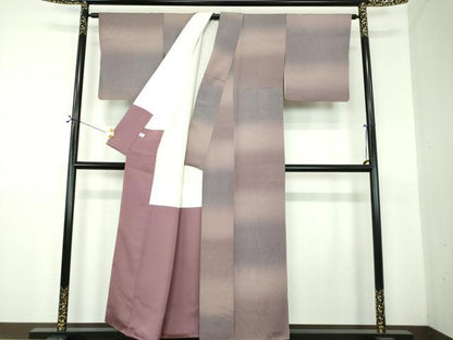 平和屋着物●上質な小紋　市松格子　暈し染め　金彩　正絹　逸品　DABF7504ps