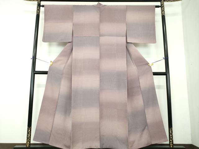 平和屋着物●上質な小紋　市松格子　暈し染め　金彩　正絹　逸品　DABF7504ps