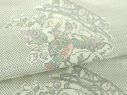 平和屋着物●本場大島紬　白大島　名匠たかし　9マルキ　更紗花鳥文　証紙付き　正絹　逸品　DABF7507ps