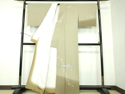 平和屋着物●訪問着　友禅　花鳥文　暈し染め　反端付き　正絹　逸品　DABF7509ps
