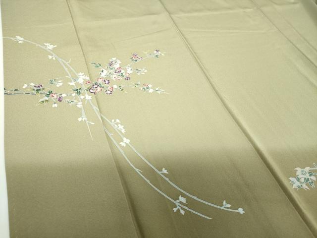 平和屋着物●訪問着　友禅　花鳥文　暈し染め　反端付き　正絹　逸品　DABF7509ps
