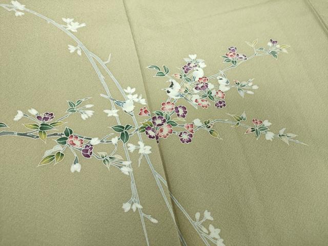 平和屋着物●訪問着　友禅　花鳥文　暈し染め　反端付き　正絹　逸品　DABF7509ps