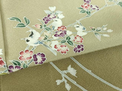 平和屋着物●訪問着　友禅　花鳥文　暈し染め　反端付き　正絹　逸品　DABF7509ps