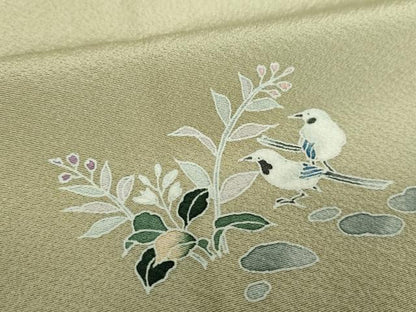 平和屋着物●訪問着　友禅　花鳥文　暈し染め　反端付き　正絹　逸品　DABF7509ps