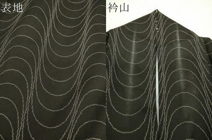 平和屋着物●本場大島紬　9マルキ　純泥染　よろけ縞　中川織物特製　証紙付き　正絹　逸品　DABF7510ps