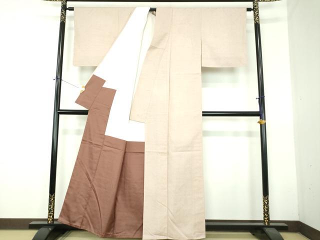 平和屋着物●結城紬　色無地　亜麻色　証紙付き　正絹　逸品　未使用　DABF7511ps