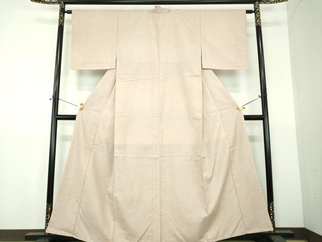 平和屋着物●結城紬　色無地　亜麻色　証紙付き　正絹　逸品　未使用　DABF7511ps