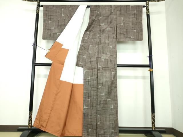 平和屋着物●本場大島紬　7マルキ　古代染色純泥染　色紙重ね　証紙付き　正絹　逸品　DABF7514ps