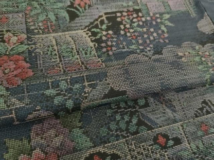 平和屋着物●本場大島紬　9マルキ　古代染色純泥染　雲取り流水風景花文　大島紬美幸謹製　証紙付き　正絹　逸品　DABF7518ps
