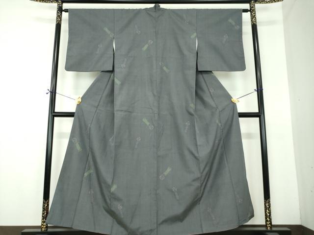 平和屋着物●結城紬　80亀甲　飛び亀甲柄　こけし　証紙付き　正絹　逸品　DABF7524ps