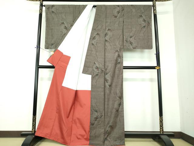 平和屋着物●本場大島紬　9マルキ　古代染色純泥染　草花文　友原織物謹製　証紙付き　正絹　逸品　未使用　DABF7525ps