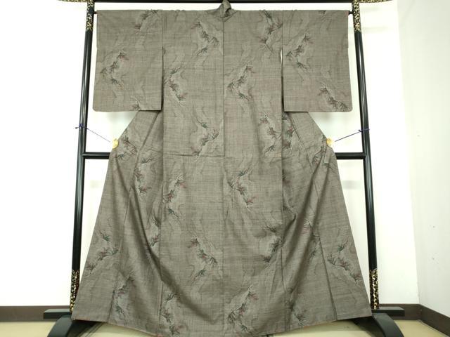 平和屋着物●本場大島紬　9マルキ　古代染色純泥染　草花文　友原織物謹製　証紙付き　正絹　逸品　未使用　DABF7525ps