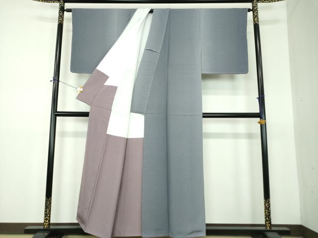 平和屋着物●上質な小紋　格子　正絹　逸品　未使用　DABF7526ps