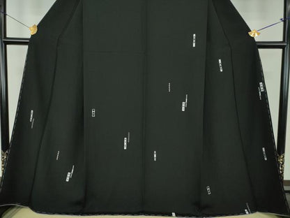 平和屋着物●訪問着　総刺繍　菱繋ぎ　黒地　金糸　正絹　逸品　未使用　DABF7529ps