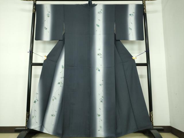 平和屋着物●訪問着　手描き　葡萄蔦の葉文　暈し染め　正絹　逸品　DABF7530ps