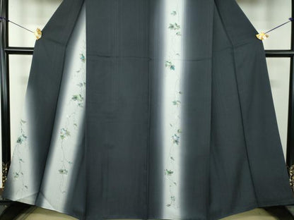 平和屋着物●訪問着　手描き　葡萄蔦の葉文　暈し染め　正絹　逸品　DABF7530ps
