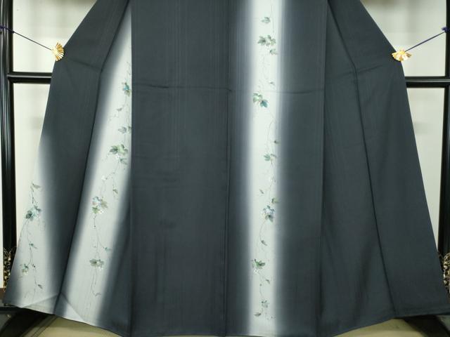 平和屋着物●訪問着　手描き　葡萄蔦の葉文　暈し染め　正絹　逸品　DABF7530ps