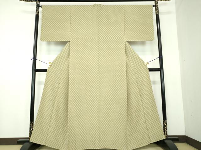 平和屋着物●上質な小紋　市松文様　暈し染め　正絹　逸品　未使用　DABF7531ps