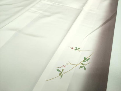 平和屋着物●上質な小紋　紬地　枝花文　正絹　逸品　DABF7532ps