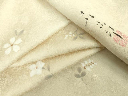 平和屋着物●清次郎　小紋　手描き　草花文　正絹　逸品　DABF7534ps
