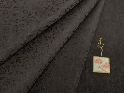 平和屋着物●上質な色無地　作家物　花唐草地紋　檳榔子染色　正絹　逸品　未使用　DABF7535ps
