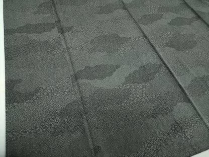 平和屋着物●江戸小紋　雲取り吉祥花文　黒地　正絹　逸品　DABF7539ps