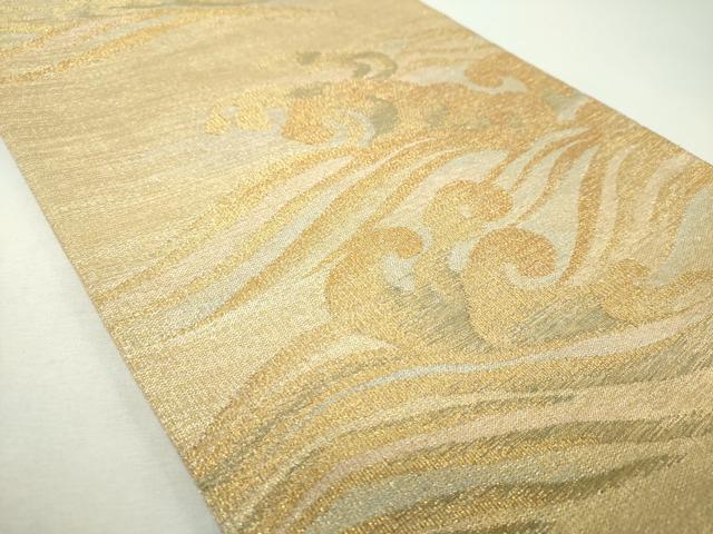 平和屋着物▼太鼓柄袋帯　立波文　金糸　正絹　逸品　DABF7571ps