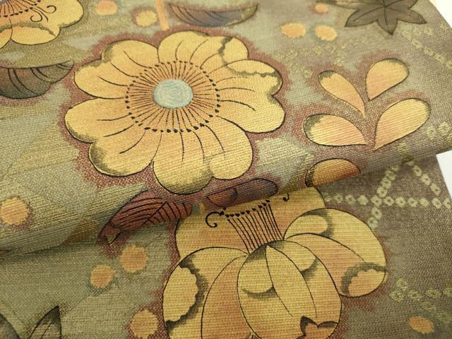 平和屋着物▼六通柄袋帯　辻が花　金彩　正絹　逸品　DABF7578ps