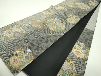 平和屋着物▼六通柄袋帯　ELICOLLECTION　鳳凰花丸文　金銀糸　正絹　逸品　DABF7644ps