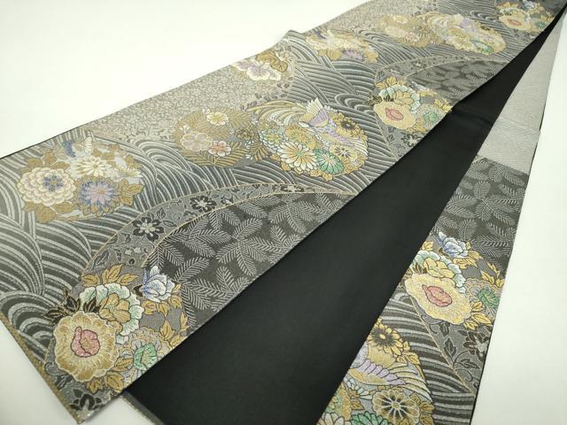 平和屋着物▼六通柄袋帯　ELICOLLECTION　鳳凰花丸文　金銀糸　正絹　逸品　DABF7644ps