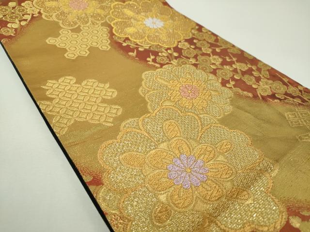 平和屋着物▼六通柄袋帯　槍梅　舞花文　金糸　正絹　逸品　DABF7652ps