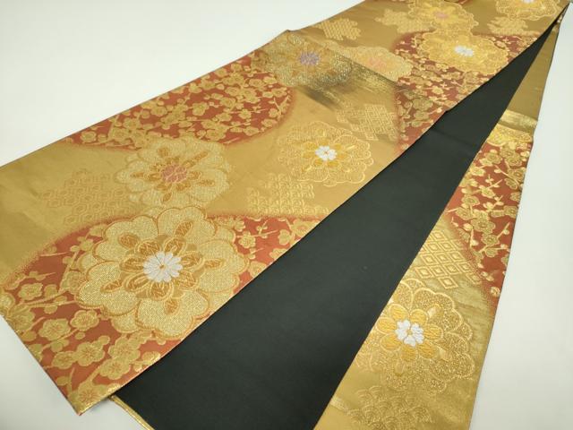 平和屋着物▼六通柄袋帯　槍梅　舞花文　金糸　正絹　逸品　DABF7652ps
